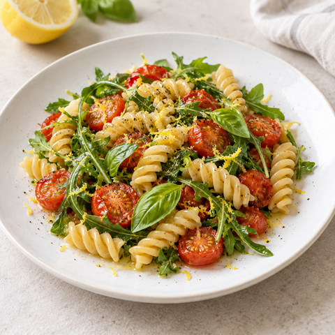 RICETTA: Pasta Proteica / Keto con rucola, pomodorini e limone