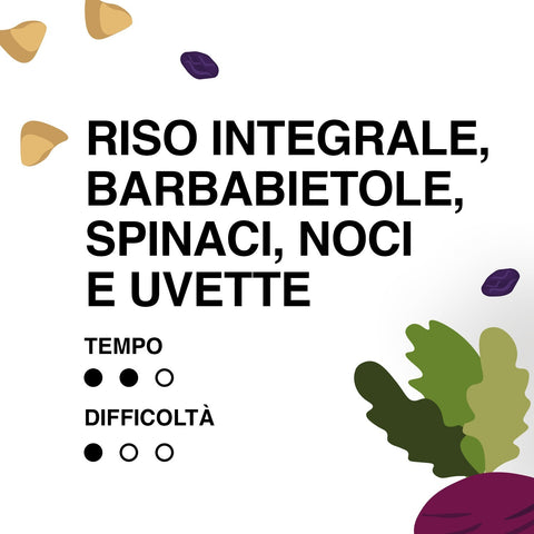 RISO INTEGRALE CON BARBABIETOLE, SPINACI E UVETTA