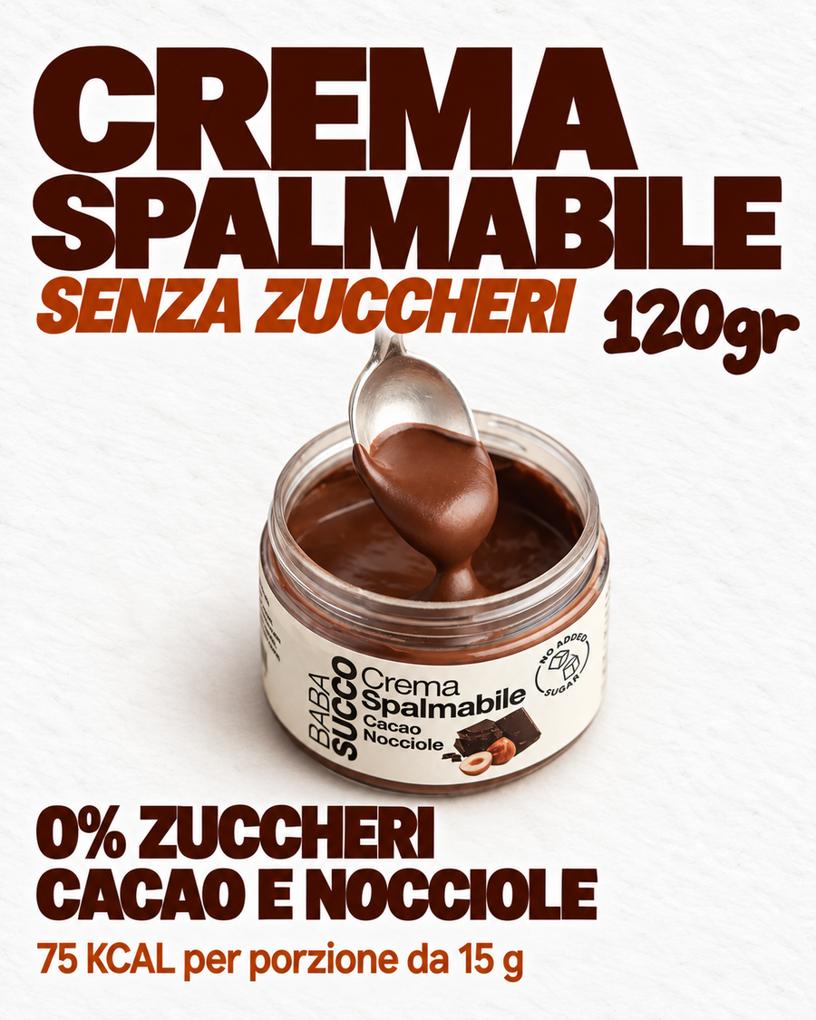 CREMA SPALMABILE SENZA ZUCCHERI CACAO E NOCCIOLE 120 g
