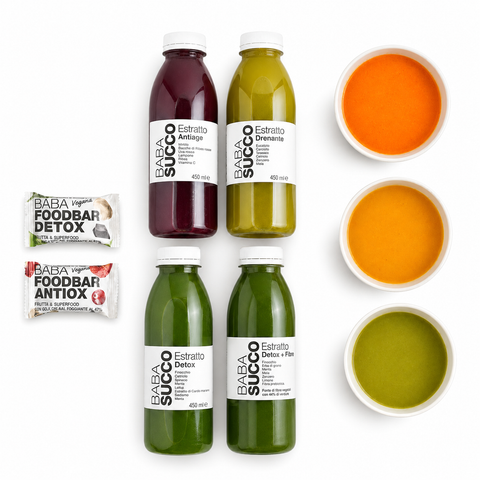 TRATTAMENTO DETOX 3 giorni : Estratti + Barrette + Vellutate