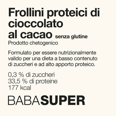FROLLINI PROTEICI DI CIOCCOLATO AL CACAO KETO senza glutine 40 g