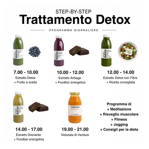 Trattamento Detox 1 giorno: Cold-Pressed + Foodbar + Vellutate