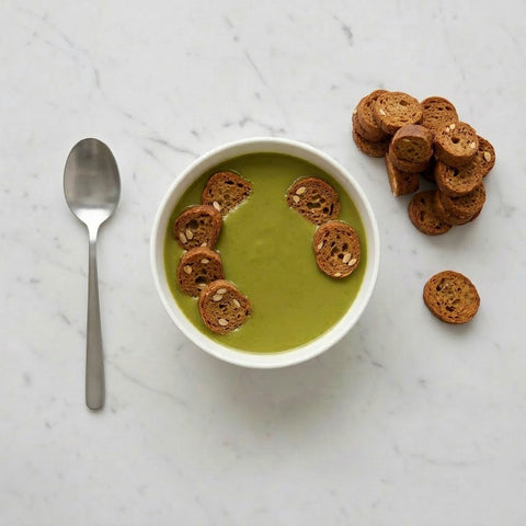 VELLUTATA Zucchine e Basilico + CROSTINI proteici KETO